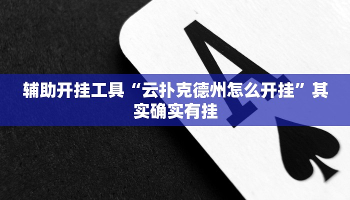 辅助开挂工具“云扑克德州怎么开挂”其实确实有挂