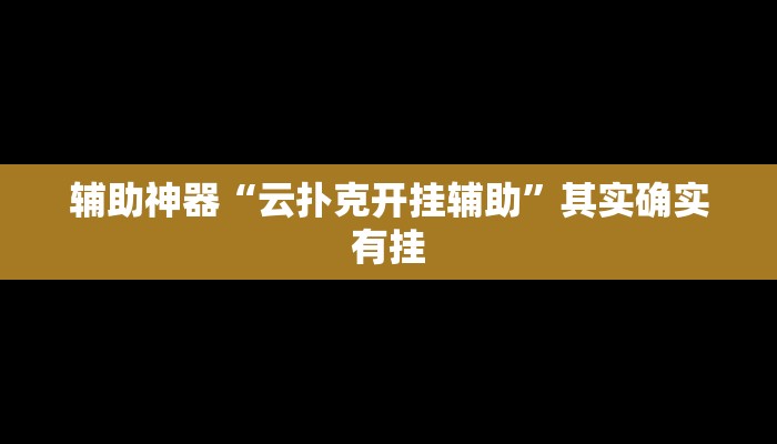 辅助神器“云扑克开挂辅助”其实确实有挂